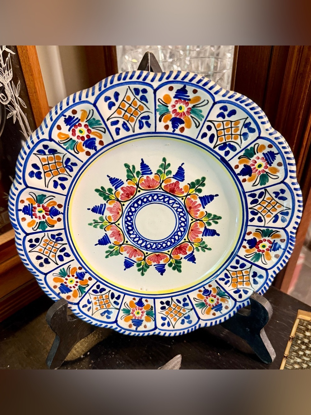 Vintage L.H. Puente Spanish Majolica Wall Plate - Hand Painted